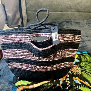 New 100% Cotton Woven Braided Multicolor Jute Tote Shopping Bag‎